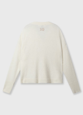 v-neck knit sweater | ecru