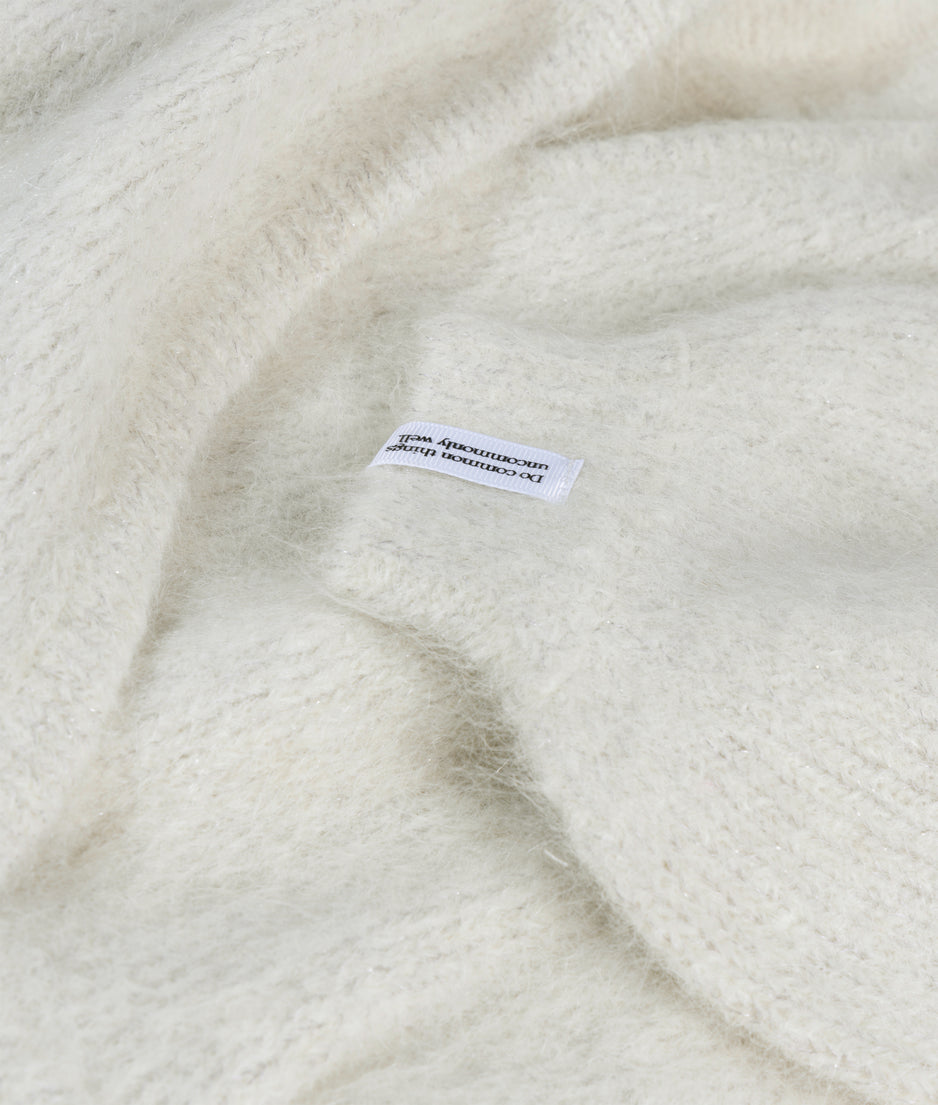 Kapuzenstrickpullover mit Lurex | ecru