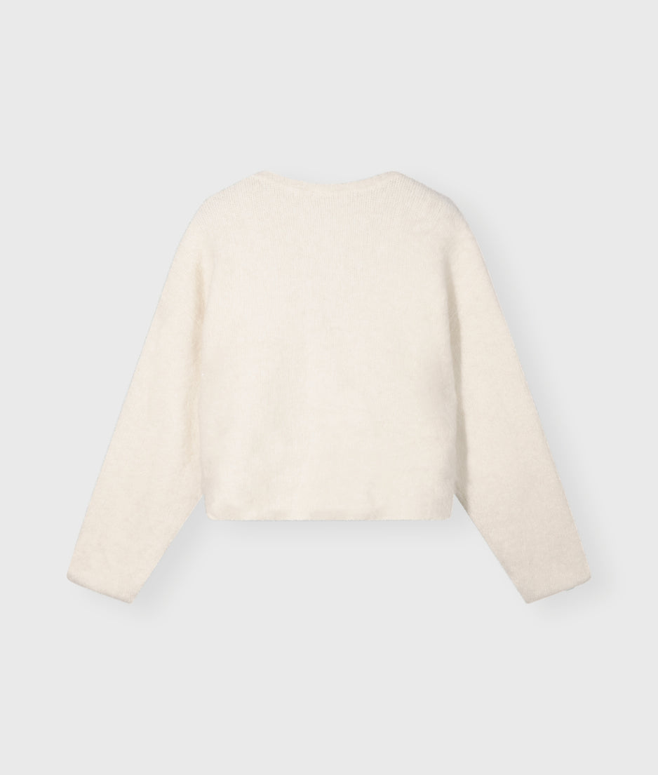 pleat hairy knit sweater | ecru