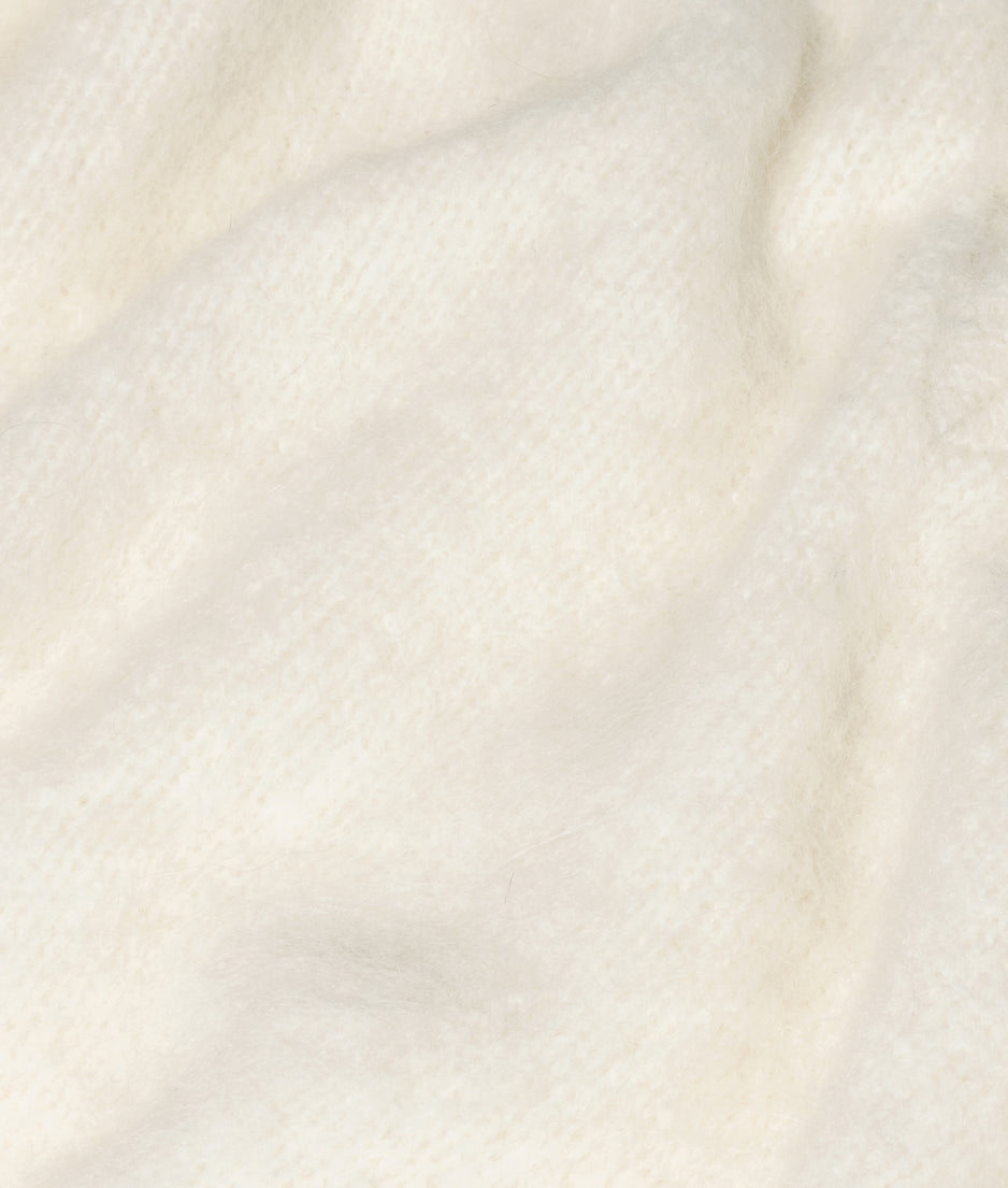 pleat hairy knit sweater | ecru