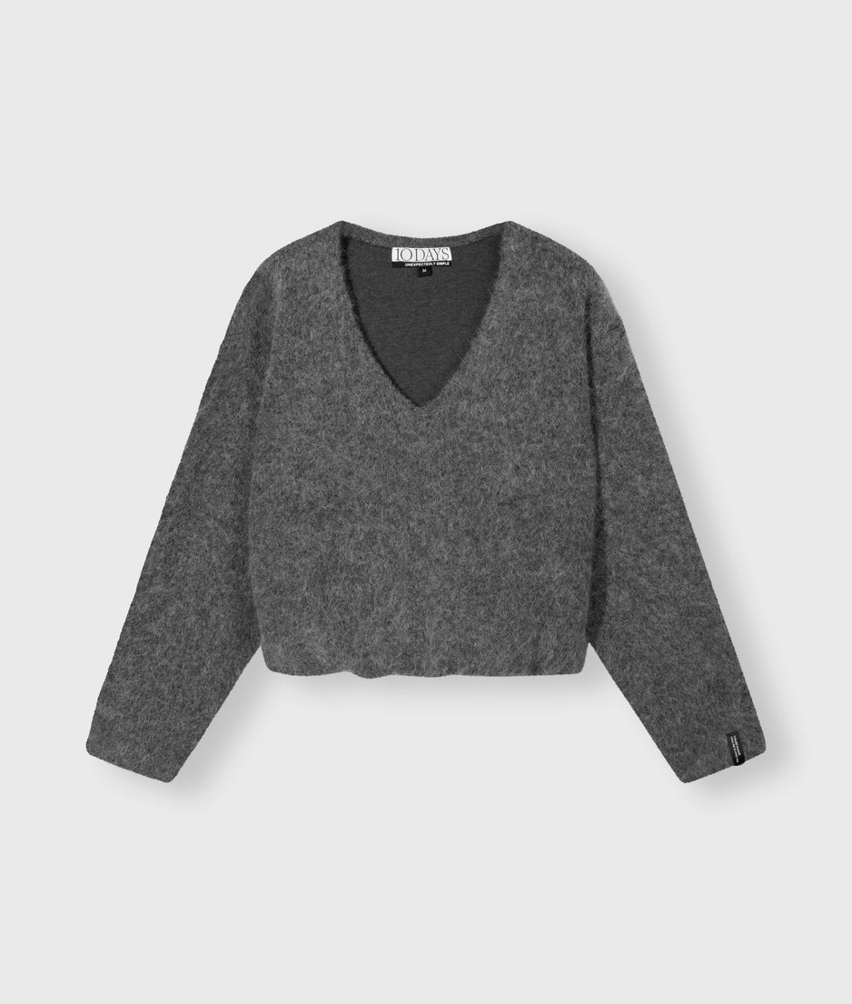 pleat hairy knit sweater | antra melee