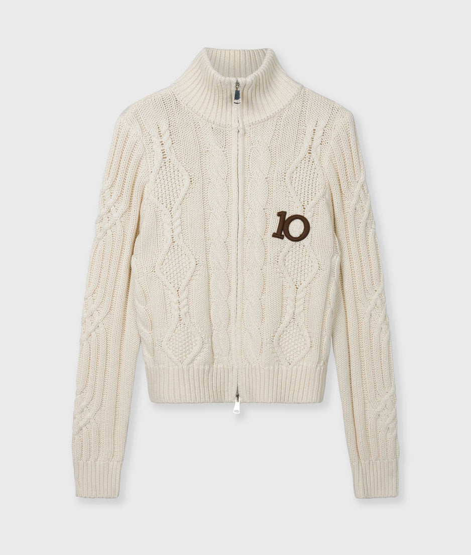 cable knit zip | pearl