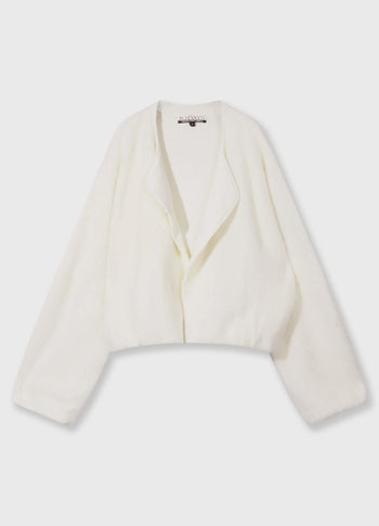 puffy hairy knit bomber | ecru
