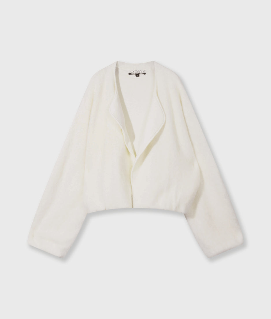 puffy hairy knit bomber | ecru