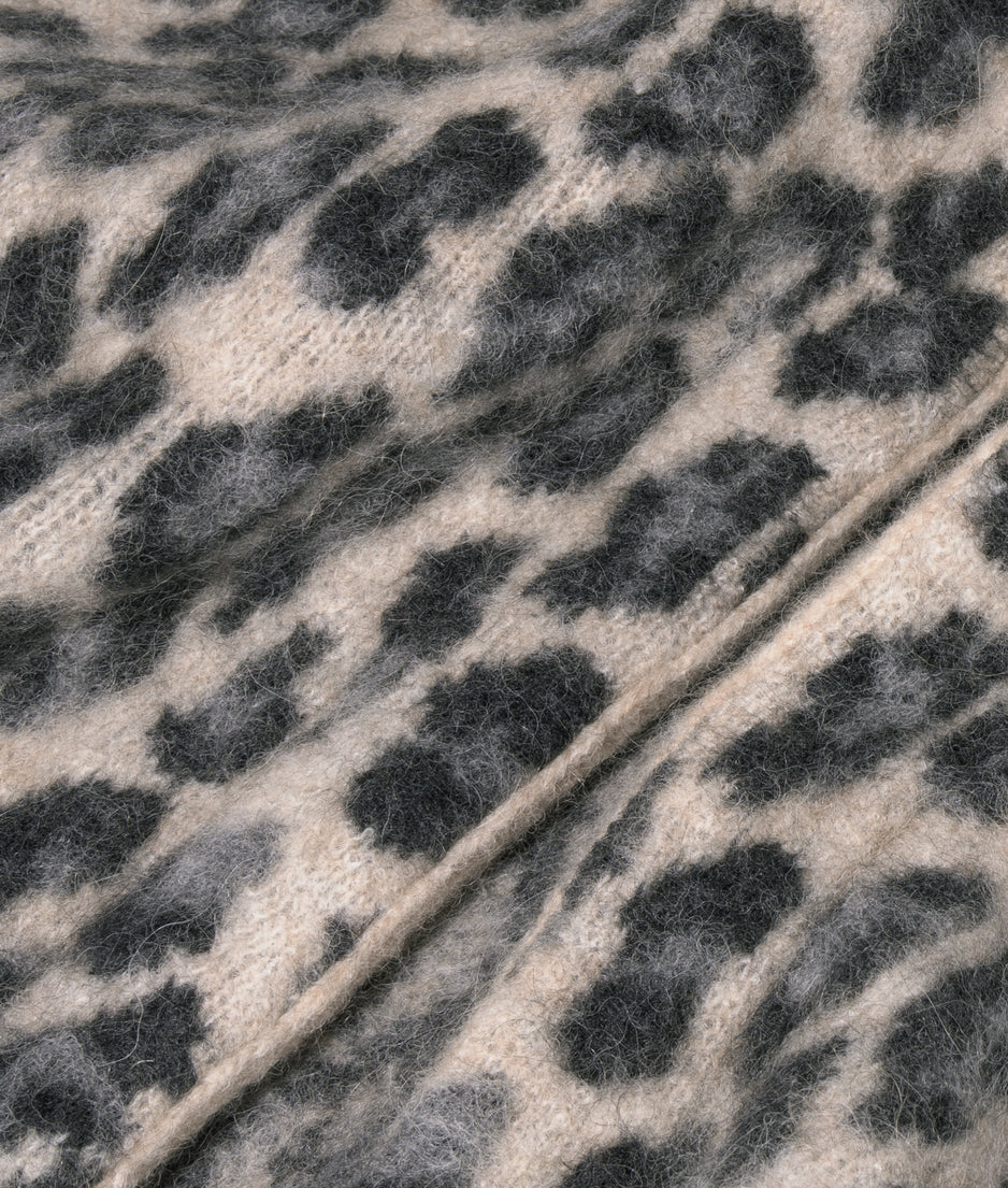 knit cardigan leopard | soft white melee