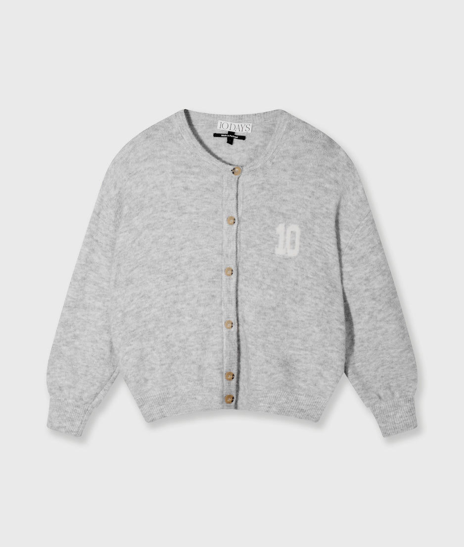 soft baseball knit cardigan | light grey melee