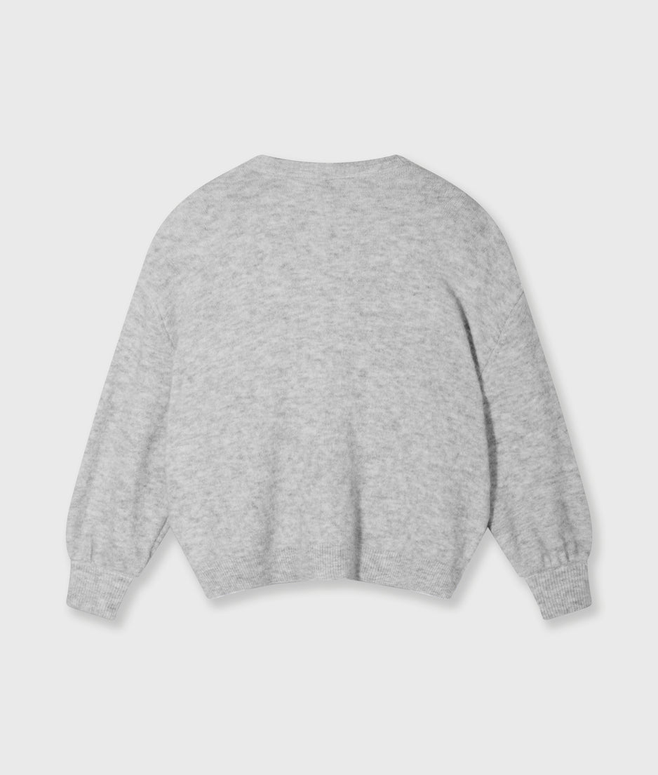 soft baseball knit cardigan | light grey melee