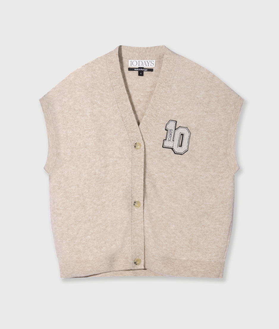soft v-neck knit gilet | earth