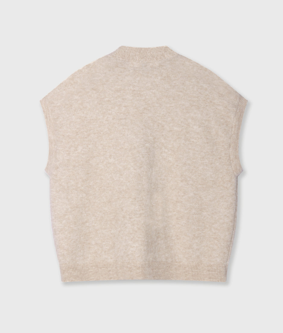 soft v-neck knit gilet | earth