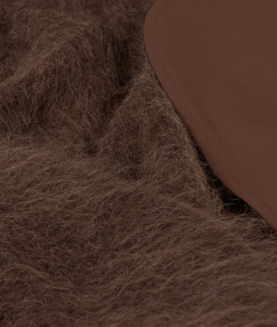 puffy hairy knit bomber | dark truffle