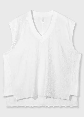 v-neck crinkle top | ecru