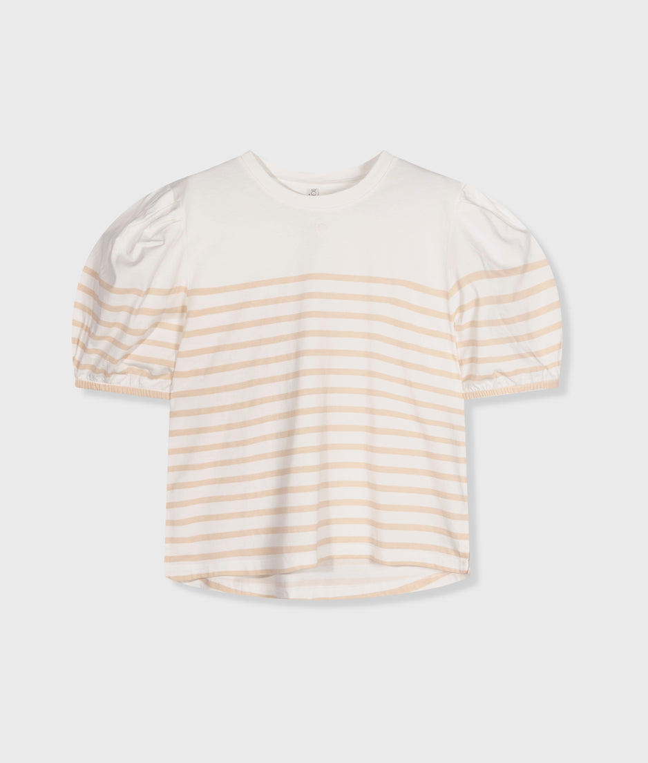 balloon sleeve tee stripes | ecru/natural
