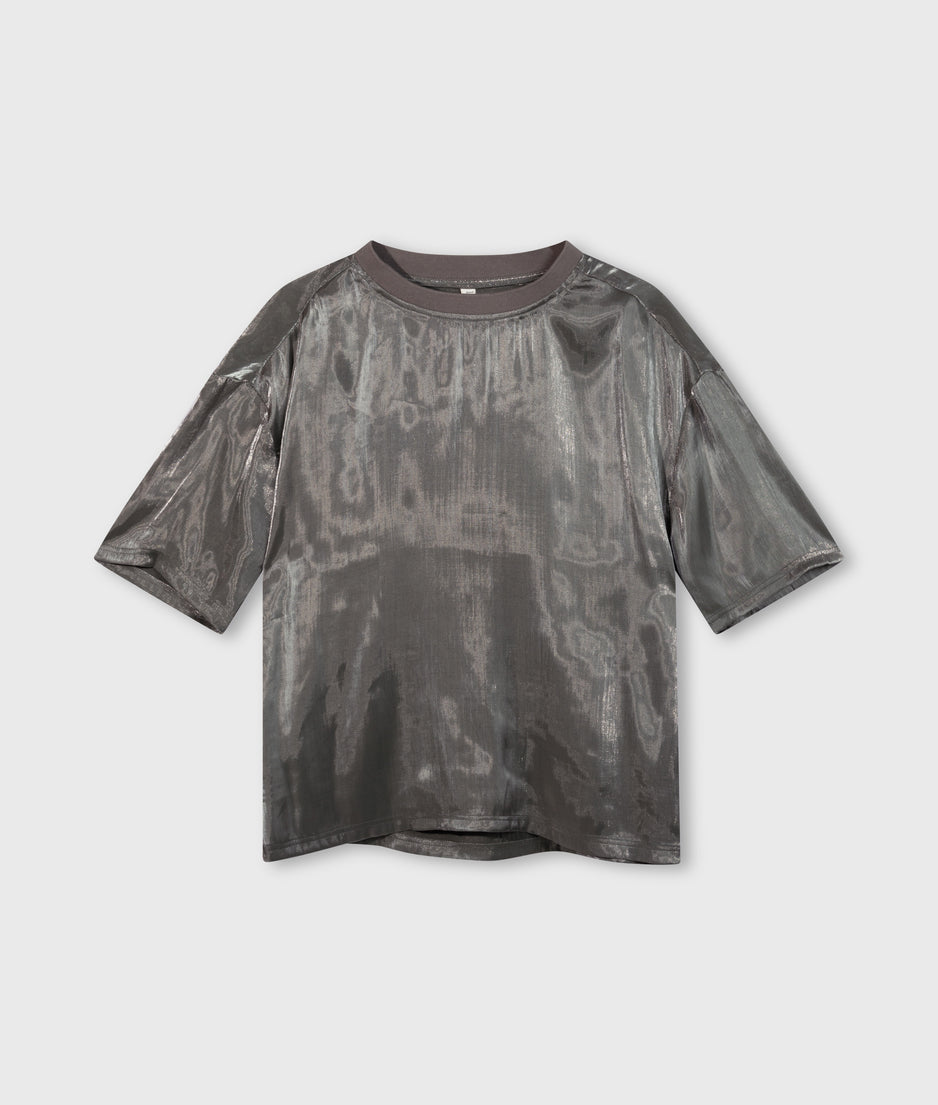 shiny blouse tee | silver