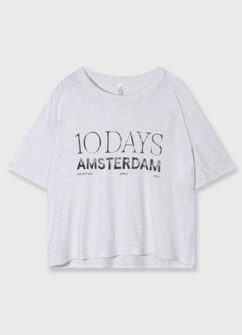 crew neck tee logo | white grey melee