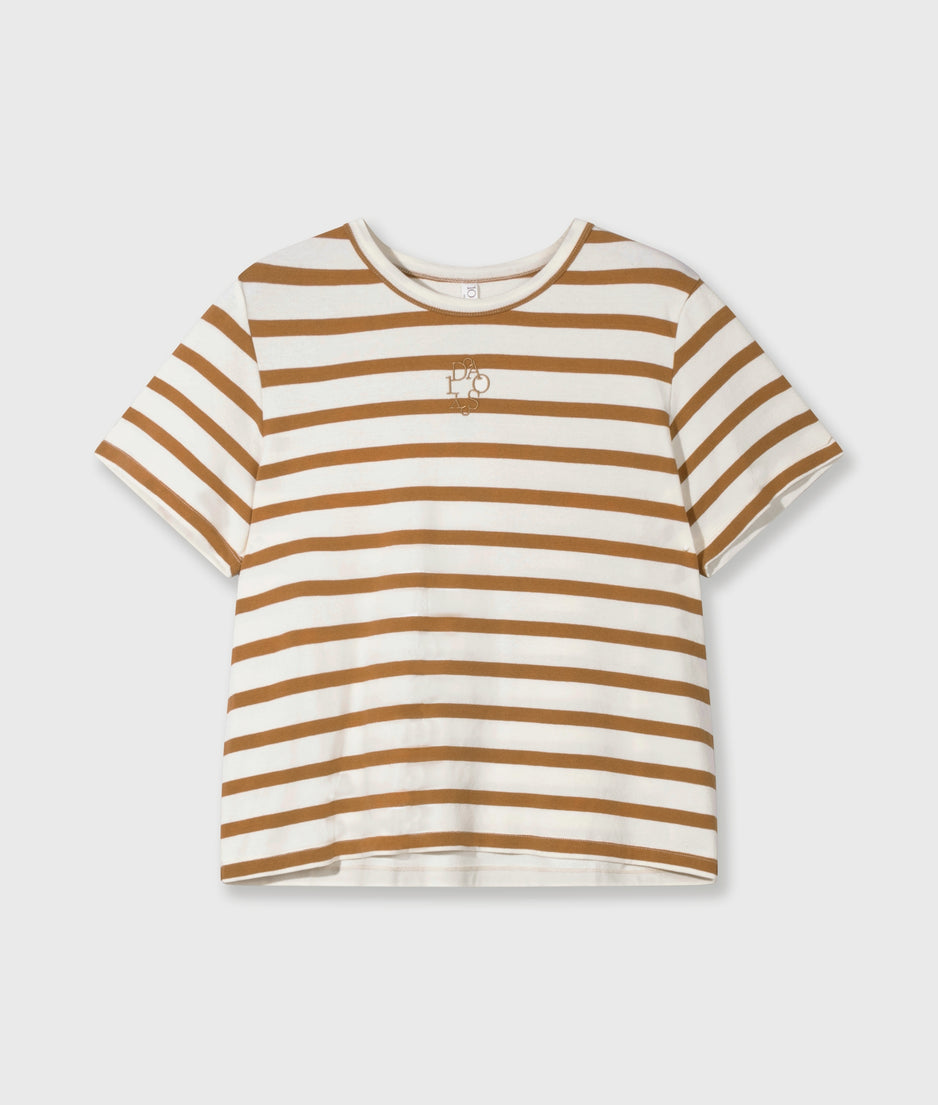 petite tee modal stripes | ecru/suede