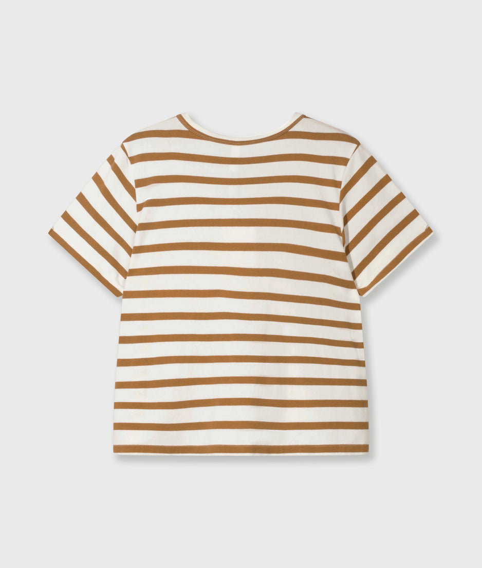 petite tee modal stripes | ecru/suede