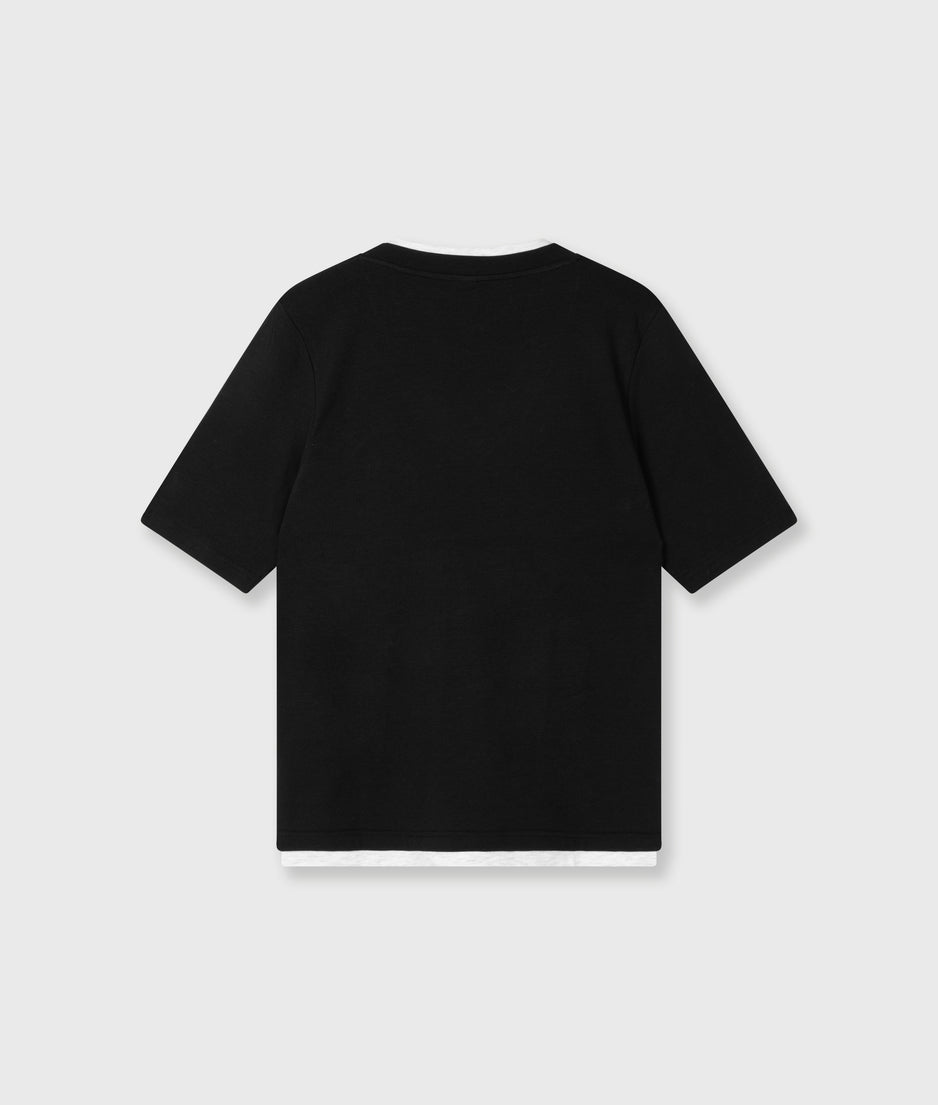 double layer v-neck tee | black