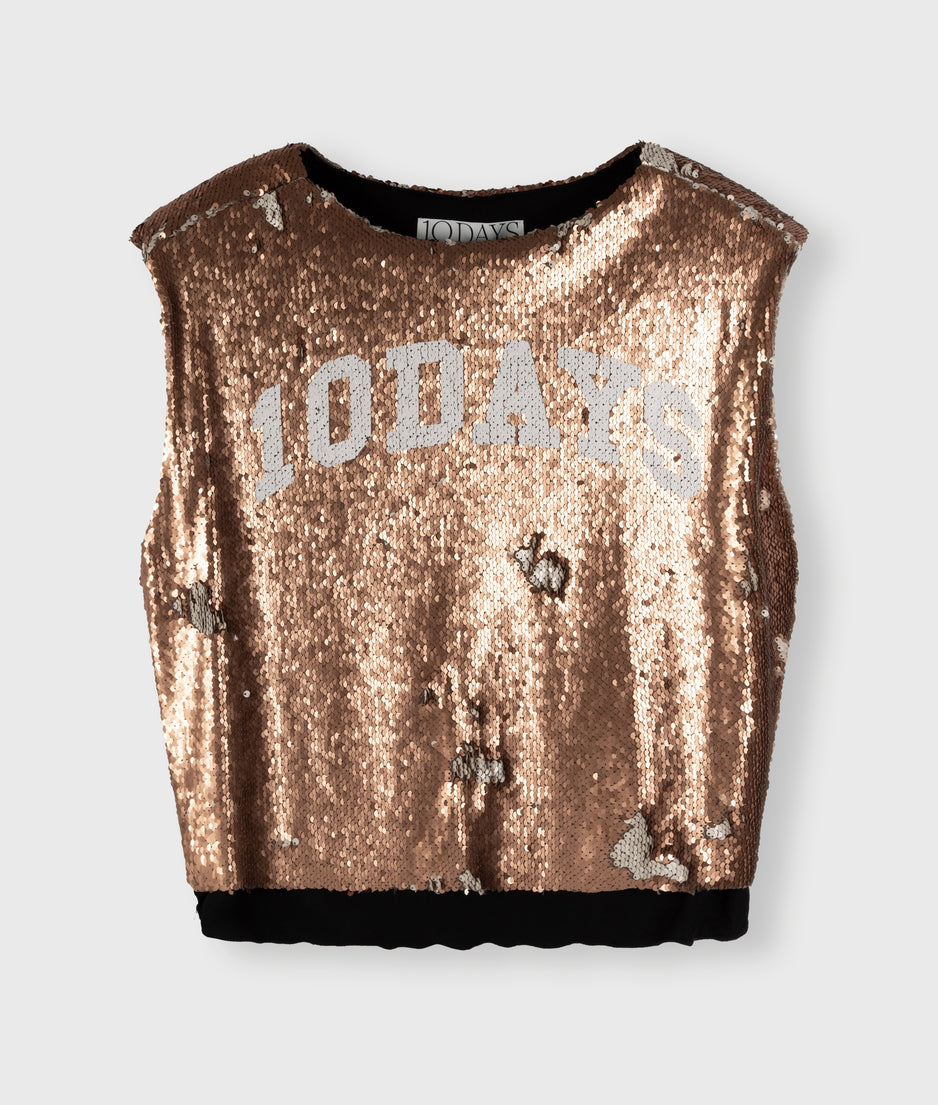 padded top sequins | rose gold