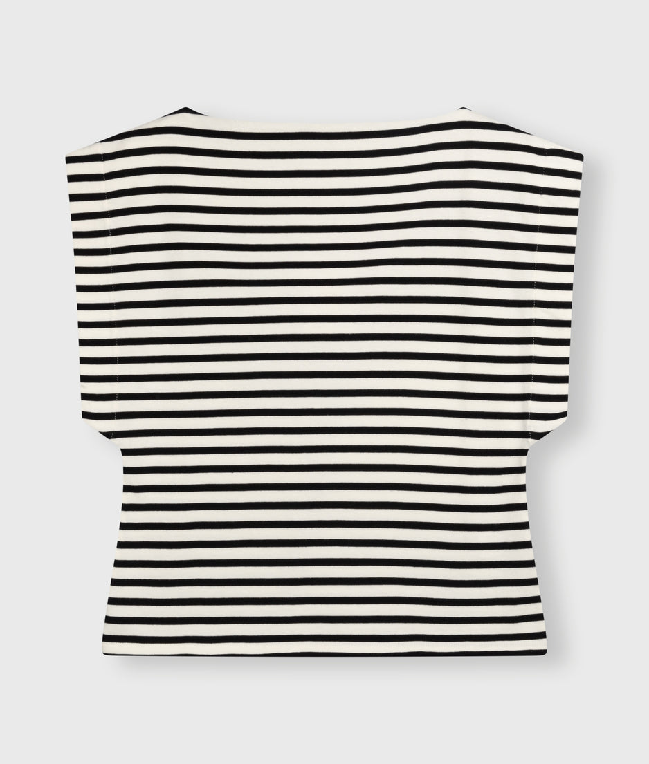 squared proud tee stripes | ecru/black