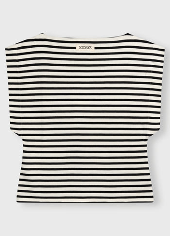 squared proud tee stripes | ecru/black