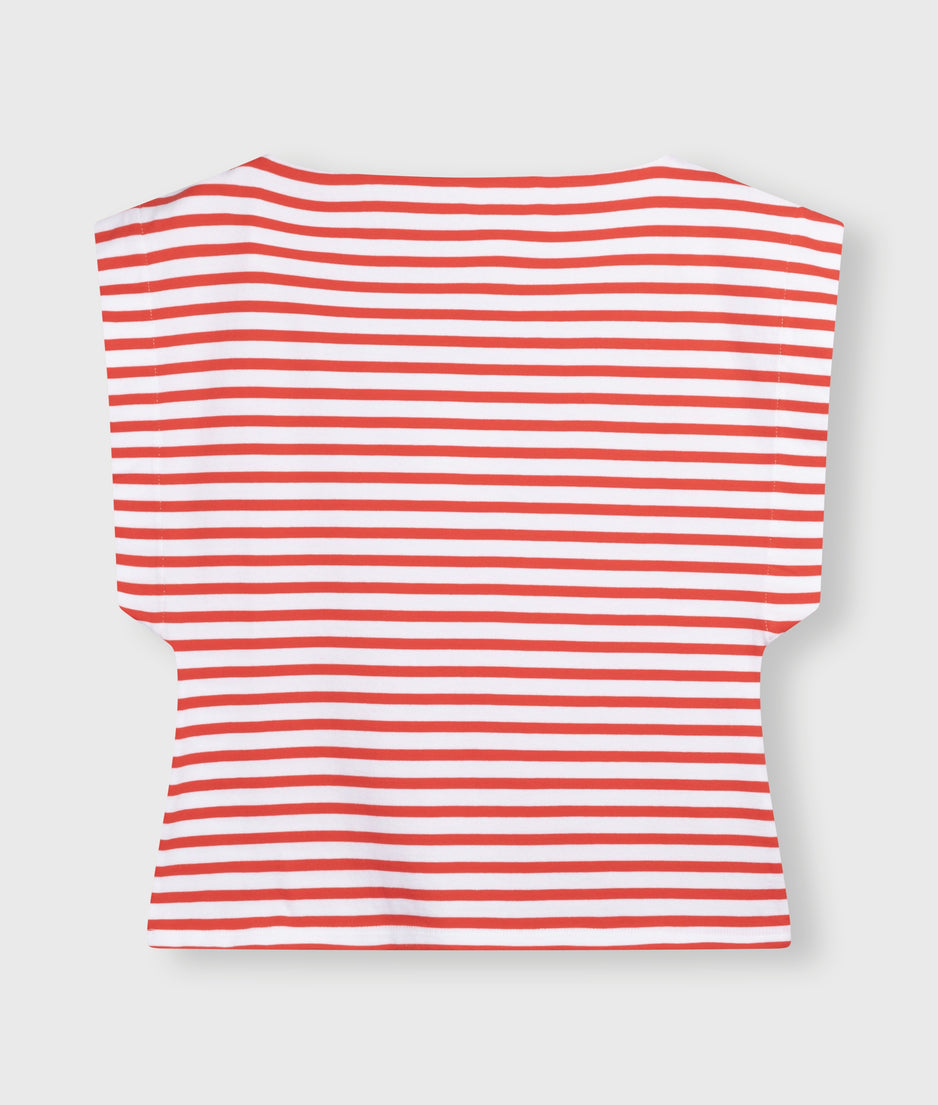 squared proud tee stripes | white/poppy red
