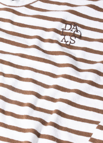 v-neck tee stripes | white/dark truffle