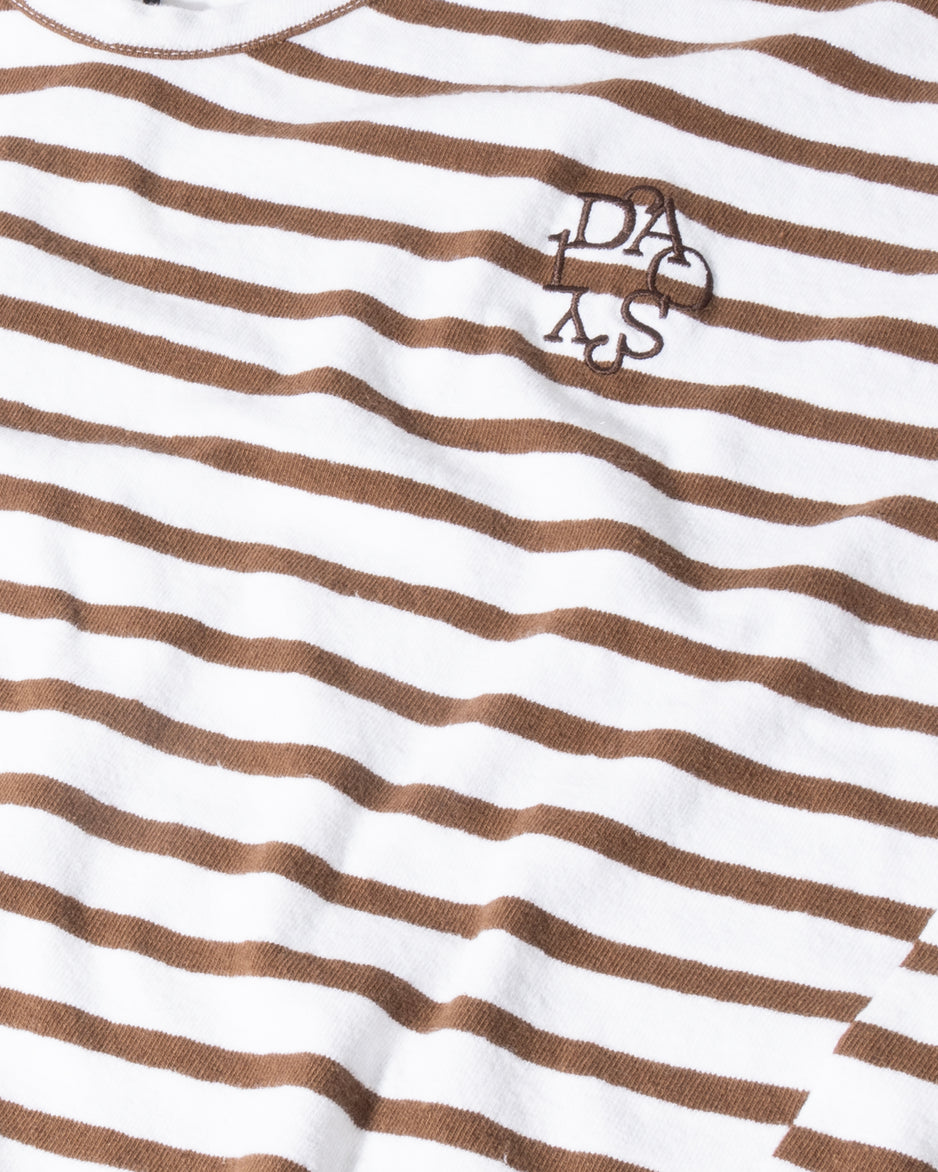 v-neck tee stripes | white/dark truffle