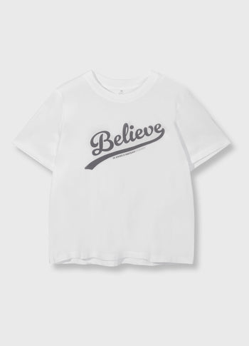 petite tee believe | white