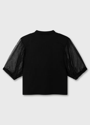 balloon sleeve polo blouse | black