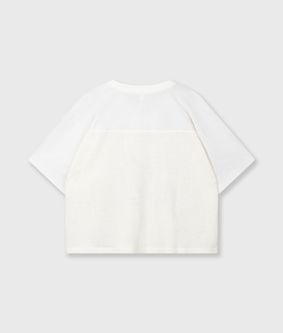 mesh baseball tee | ecru