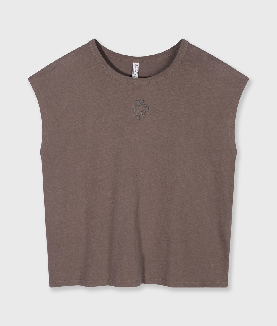 cotton linen tee | moonrock