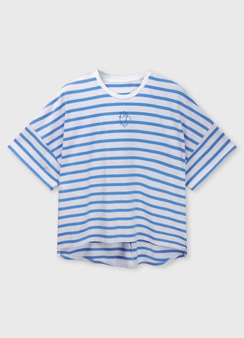 Weites T-Shirt mit Streifen | white/ultramarine