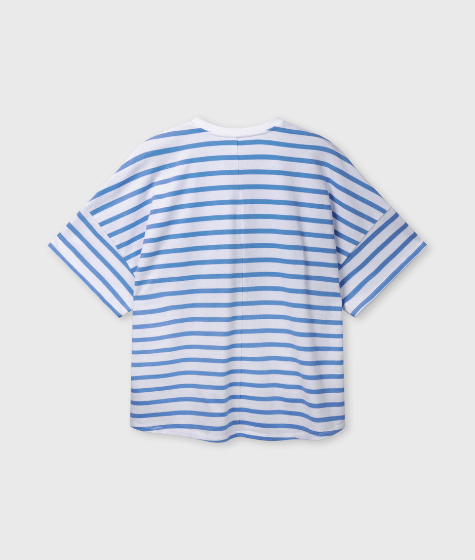 Weites T-Shirt mit Streifen | white/ultramarine