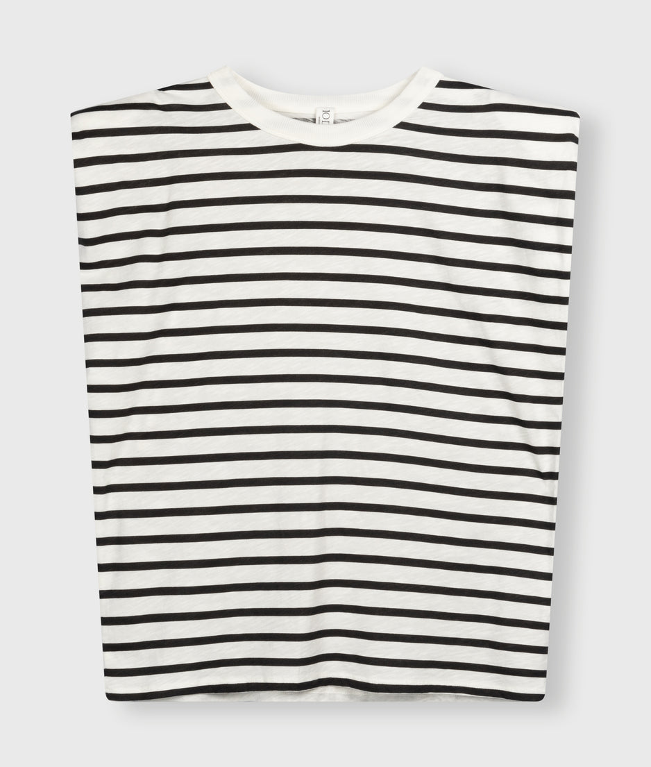 padded proud tee stripes | ecru/black