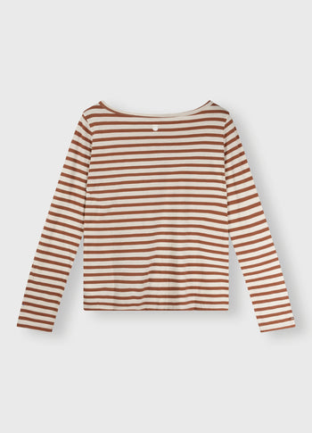 longsleeve tee stripes | ecru/saddle brown