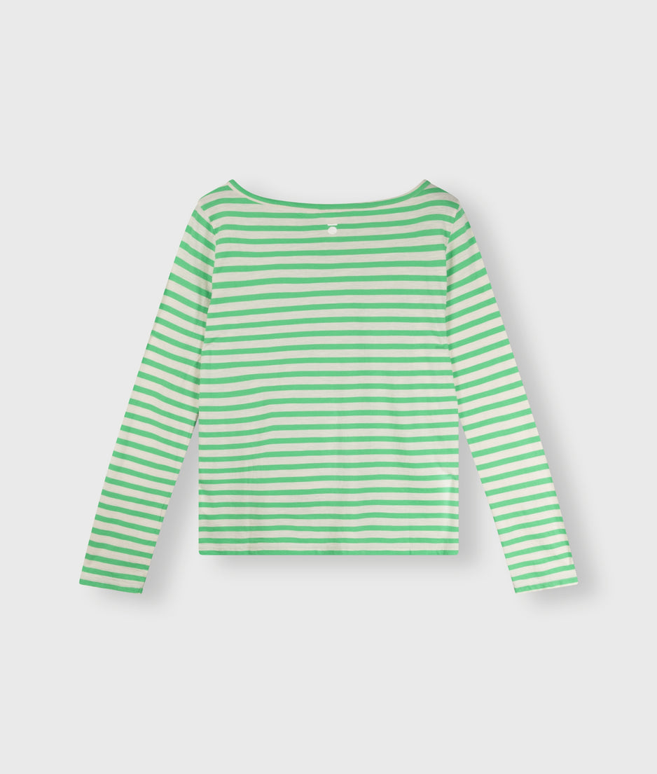 longsleeve tee stripes | ecru/apple green
