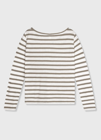 long sleeve tee stripes | ecru/sage
