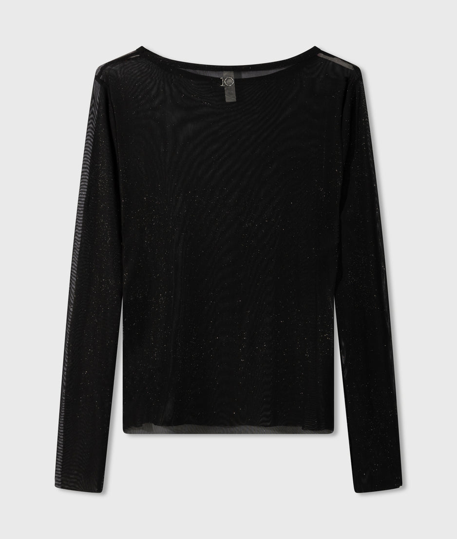 mesh tee glitter | black