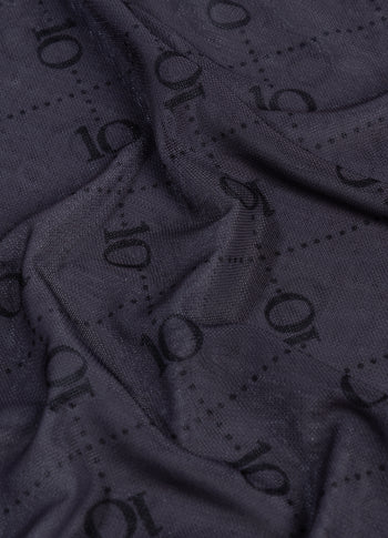 Mesh-Langarmshirt Monogramm | steel blue