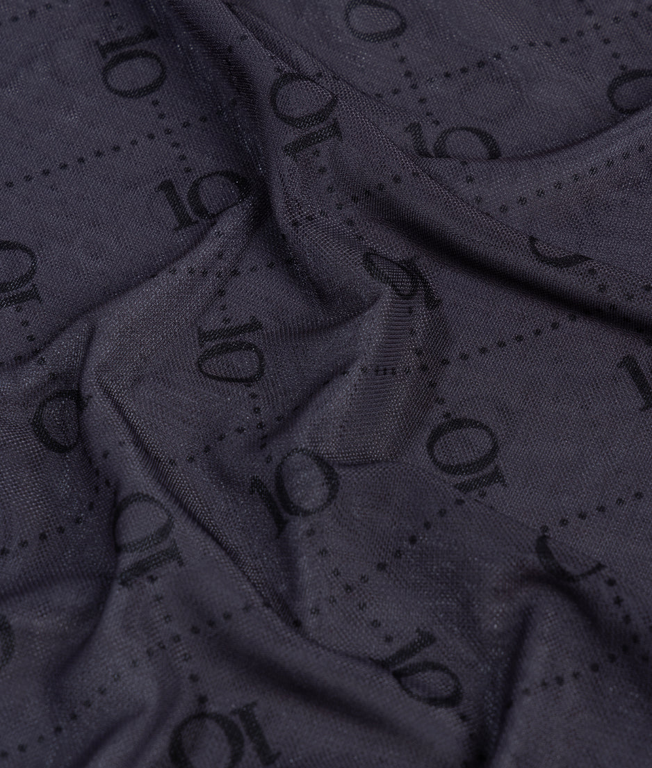 Mesh-Langarmshirt Monogramm | steel blue