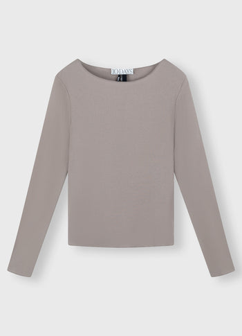 soft rib boatneck tee | warm taupe