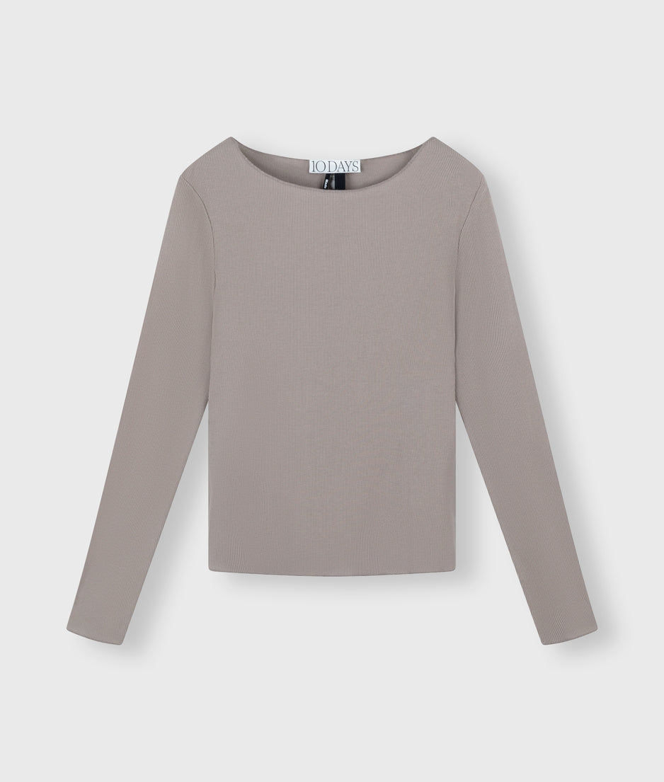 soft rib boatneck tee | warm taupe