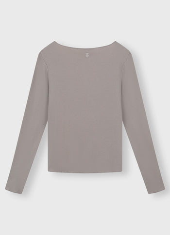 soft rib boatneck tee | warm taupe