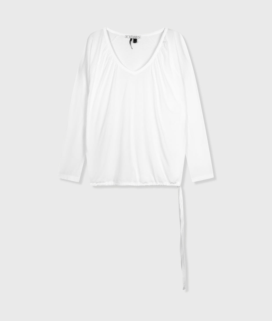 tie long sleeve tee | white