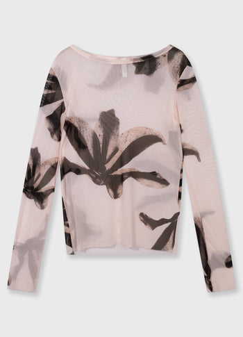 mesh long sleeve flower | powder