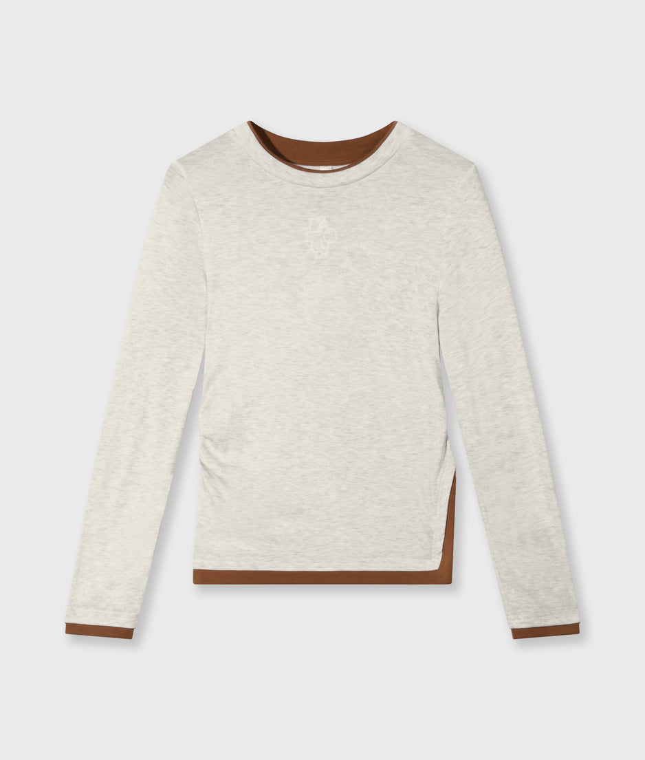 long sleeve tee rib | soft white melee