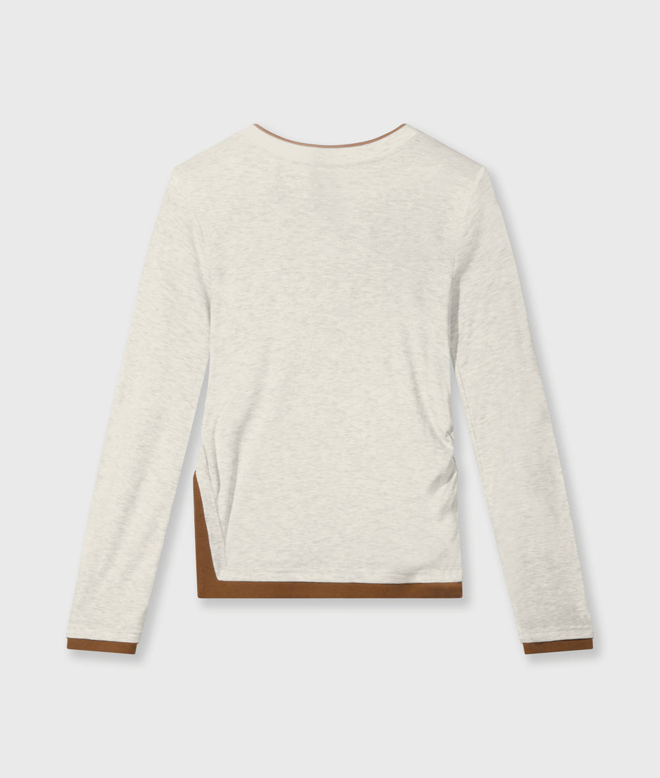 long sleeve tee rib | soft white melee