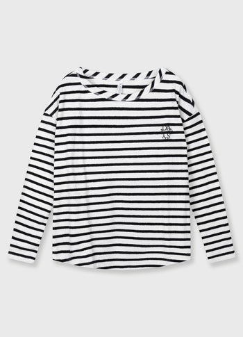 long sleeve tee stripes | ecru/black