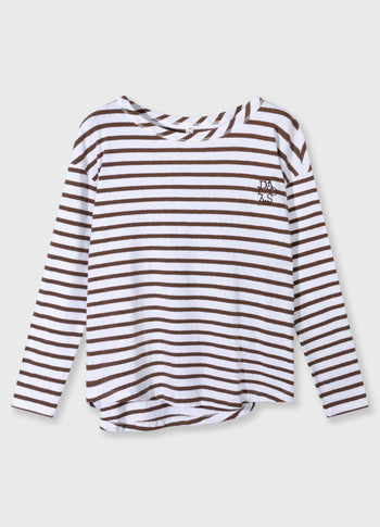 long sleeve tee stripes | white/dark truffle