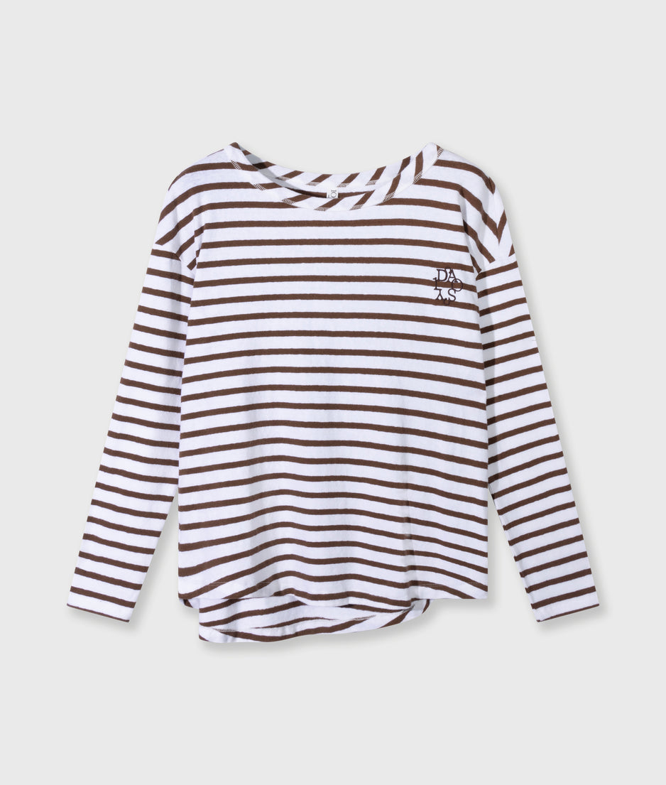 long sleeve tee stripes | white/dark truffle